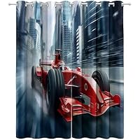 CozyRest Cortinas Opacas con Ojales, Ciudad Coche de Fórmula 1,