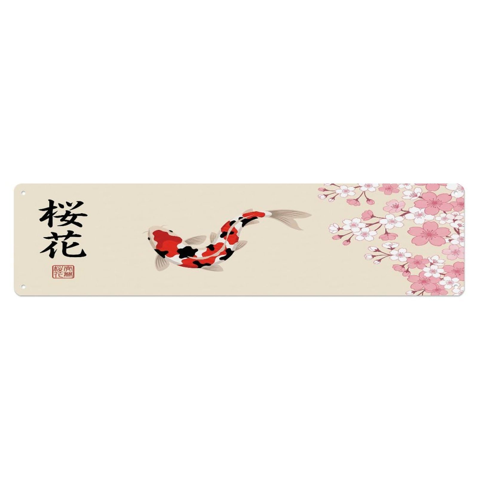 Fqcyn Style Metal Tin Sign Vintage Koi Fish Japanese Harmony