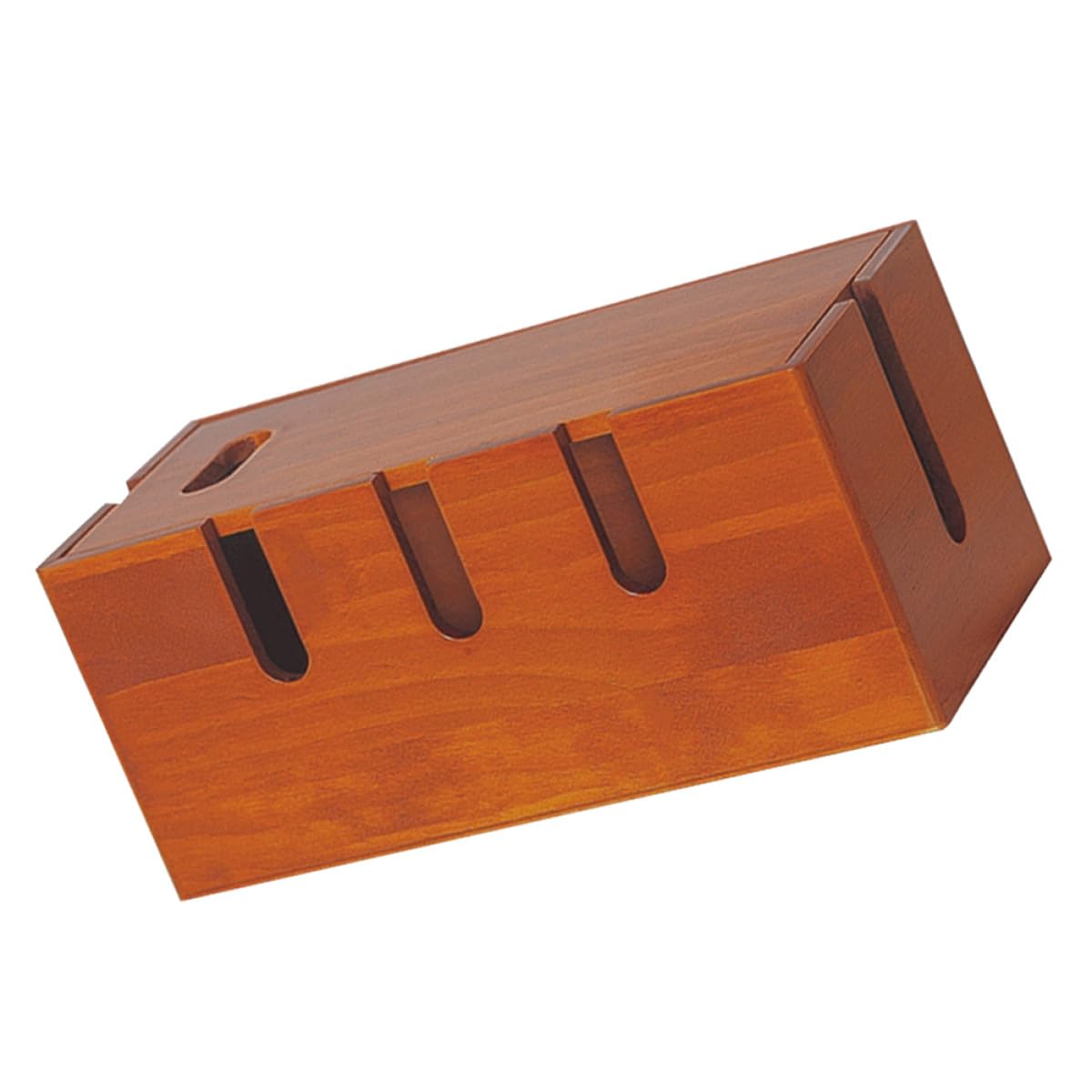 Healeved Scatola Organizer per Cavi da Scrivania in Legno Marrone, Contenitore per Prese e Caricabatterie Design Moderno e Semplice, per Ufficio e Casa