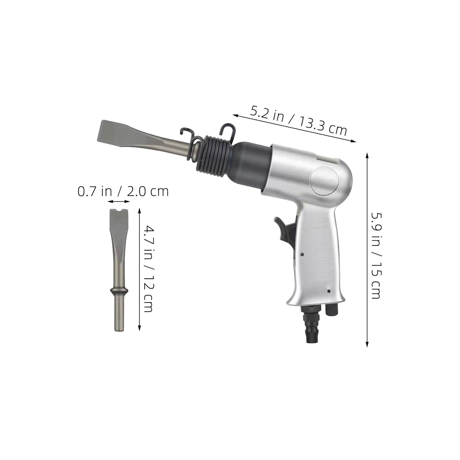 Mipcase Martello Pneumatico Percussione per Meccanici Automobilistici Set di Scalpelli Pneumatici per Rimozione Ruggine da Metalli Pesanti Utensile Pneumatico Corpo in Lega e Punta Trattat