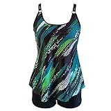 Useful Gifts for The Elderly, Womens 2 Piece Tankini Bathing Suit Strappy Blouson Tops with Swim Shorts Graphic 2024 Beach Sporty Modest Swimsuit