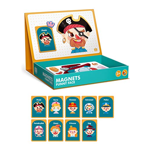 NOOLY Rompecabezas Magnéticos para Niños Pequeños Juguetes Educativos Montessori Alfanumérico/Tráfico/Cara/Forma para Niños de 5 años en Adelante CLPT-01 (Facial-Nivel 3)
