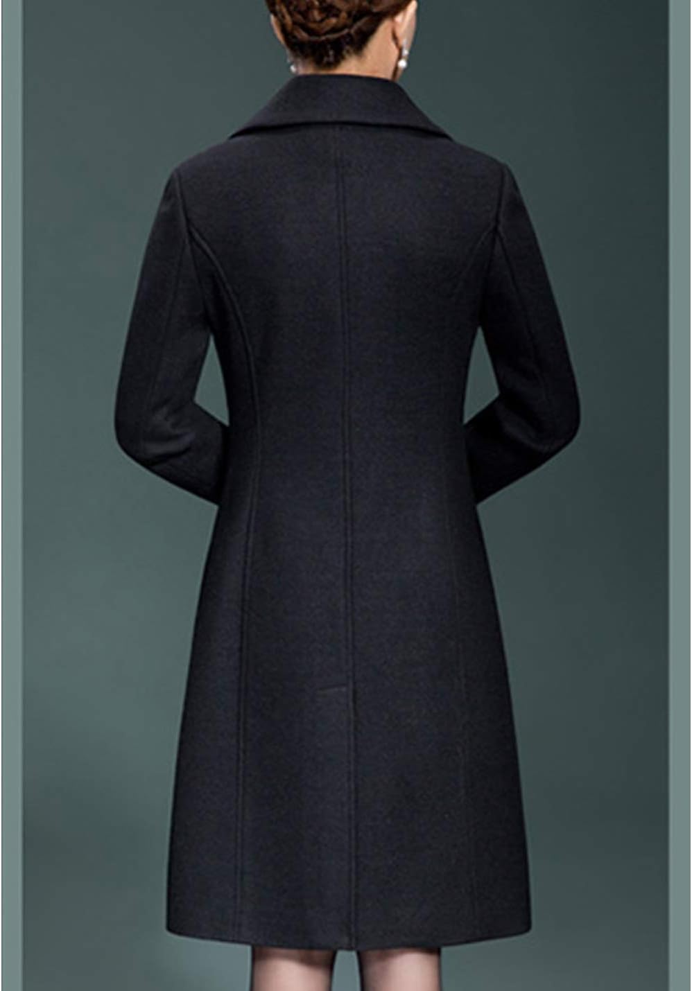 Jenkoon Women's Wool Trench Coat Winter Long Thick Overcoat Walker Coats - Image 4