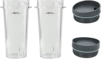 Vista 6 de Vasos de licuadora aptos para Ninja, piezas de repuesto de vasos de 16 onzas con tapas, accesorios de licuadora compatibles con Nutri Ninja Auto IQ