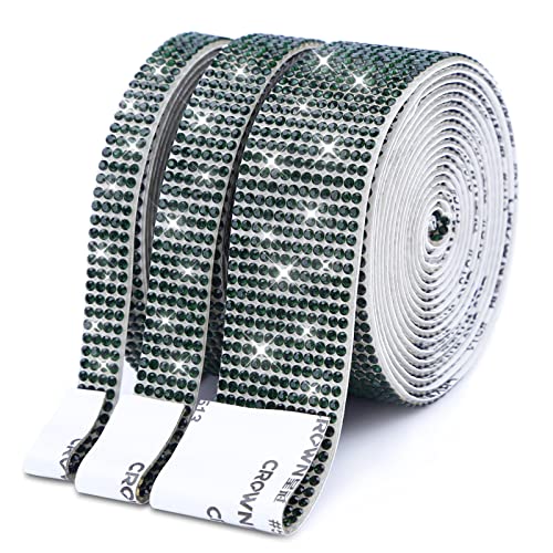 SNILOAW 3 Rolls/ 6.6 Yards Self-Adhesive Crystal Rhinestone Diamond Ribbon,