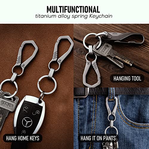 Fegve Titanium Small Carabiner Keychain Clip,Key Chain Clip With Key Ring For Men(Tai-A/1Pcs) #TOP1