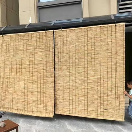 Persiana Enrollable Bambú Multiusos de Protección Solar y Privacidad Exterior Natural Cortina De Caña Protector Solar Madera para Jardín Balcón (170x200cm/67x79in)