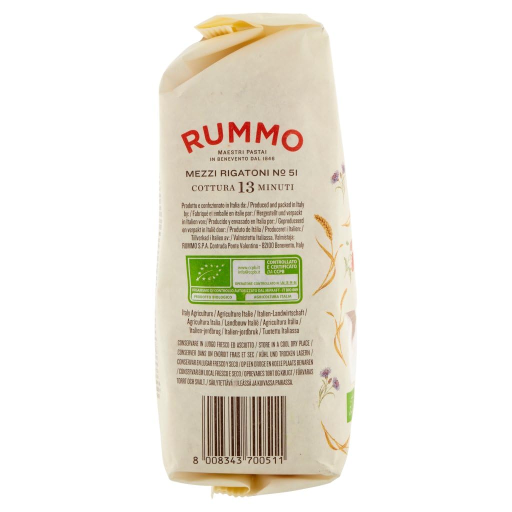 Rummo Pasta Integrale Mezzi Rigatoni N. 51 Vollkornnudeln 500g + Italian Gourmet Polpa 400g