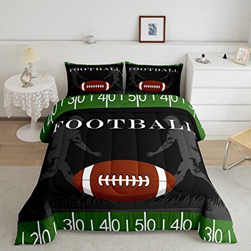 Football Bedding Set Rugby Sports Comforter Soccer Ball Game Comforter Set for Kids Adults American Football Player Duvet Set Ultra Soft Room Decor Full Size Quilt Set