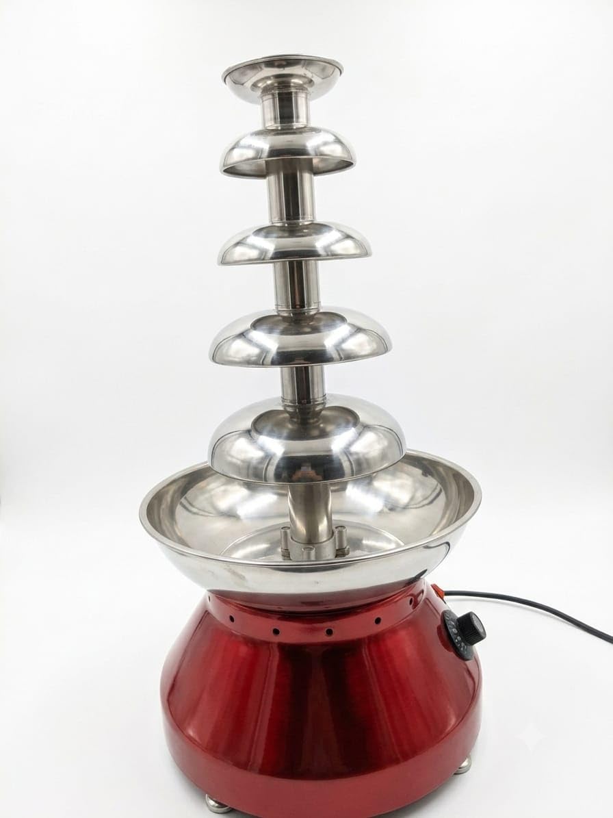 Commercial 4 Tier Chocolate Dessert Fountain | Stainless Steel Professional Melting Machine | Large Capacity Party Catering Equipment (Silver)-image-0