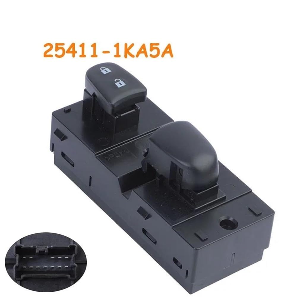 Fensterheberschalter vorne rechts für Nissan Rogue und Nissan Sentra (2011–2019), Teilenummer 25411-1KA5A, 254111KA5A, Fensterheberschalterknopf