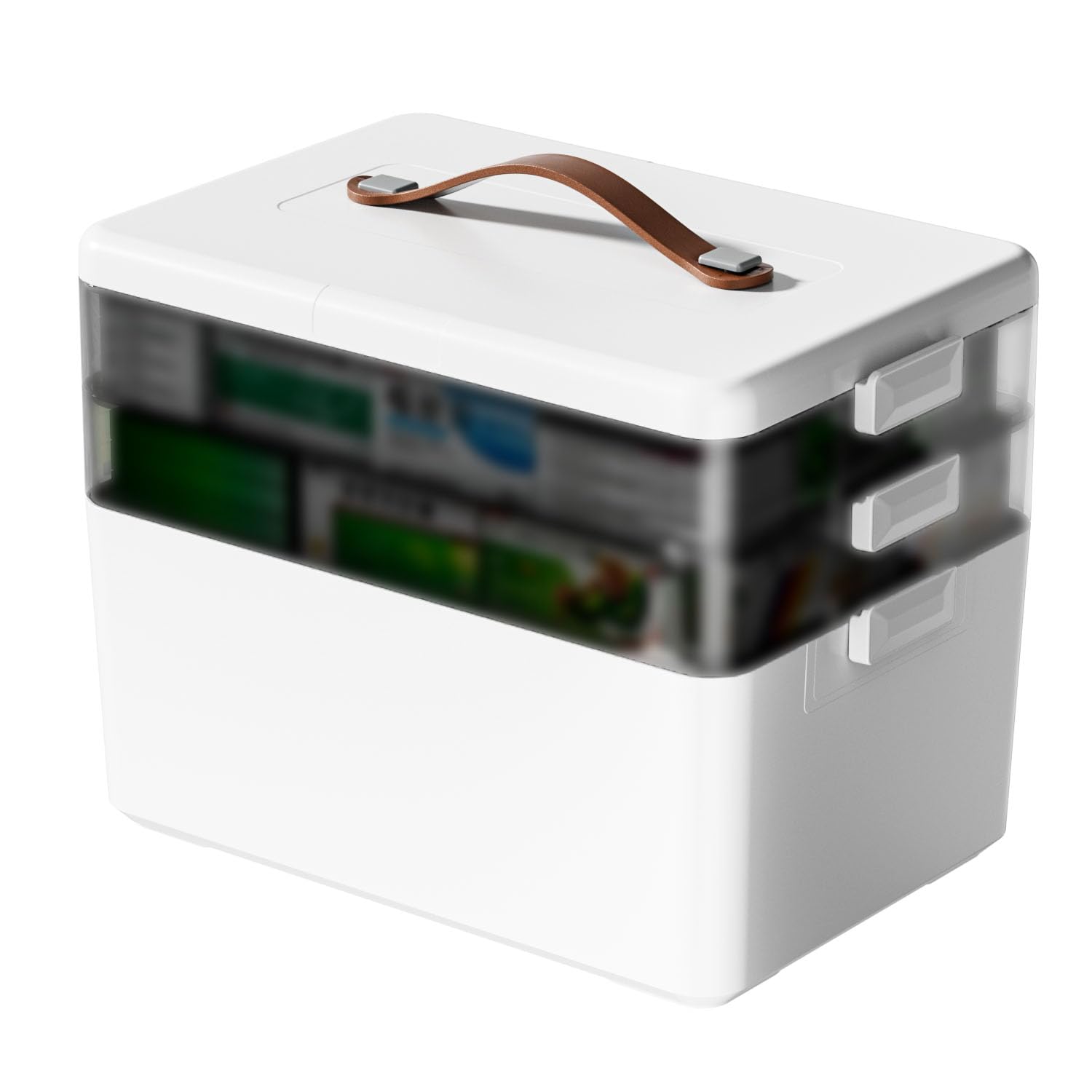 Caja de Almacenamiento Médica,Caja de Medicina de 3 Niveles,Multicapa con Asa de Transporte,para Joyas, Medicamentos y Cosméticos(Blanco)