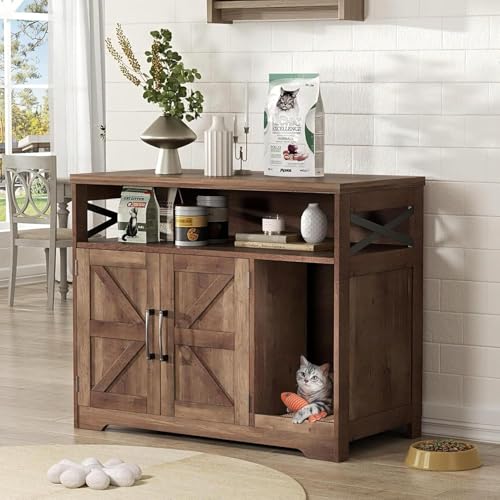 Halitaa Cat Litter Box Enclosure, Hidden Litter Box Furniture with Scratch Pad,...