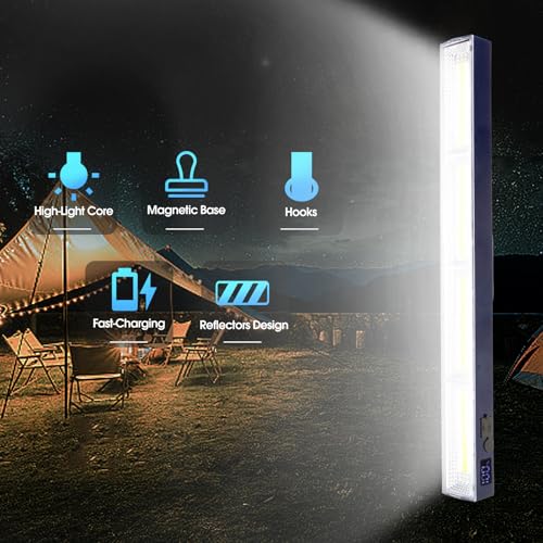Image of Magnetic Light BAR, 11.81-inches 5000mAh Rechargeable Portable Lamp Built in 165 LED Bulbs,with Handy Hook with 2 Magnets Endurance