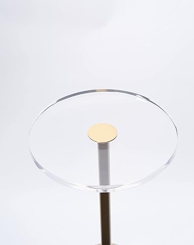 Miniatura 7 de Mesa auxiliar de acrílico transparente, metal de latón cepillado, mesa auxiliar para oficina, mesita de noche para sala de estar y dormitorio, fácil