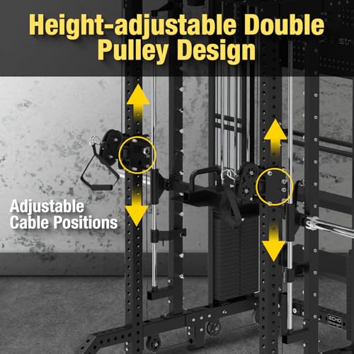 Image of Commercial Functional Trainer Cable Machine with Dual Weight Stacks, Power Cage Squat Rack, Dual Cable Crossover Machine with Pulley System