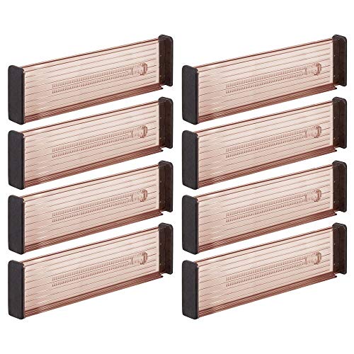 mDesign Juego de 8 separadores de cajones Regulables – Práctico Organizador de cajones para Armario de Cocina – Versátil Divisor de cajones Hecho de plástico – Color Arena/Negro