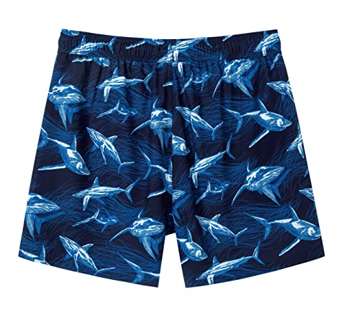 Surf Cuz Men's Swimming Trunks With Compression Liner 5 Inch Inseam Quick Dry 2 In 1 Swim Shorts Bathing Suits（Navy-Shark，Xl） #TOP1