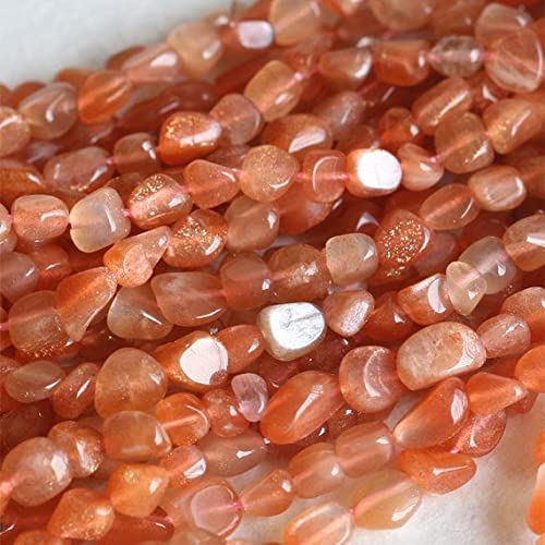 Pierre de soleil orange en fil de perles pépites libres 5-6mm de 16 pouces