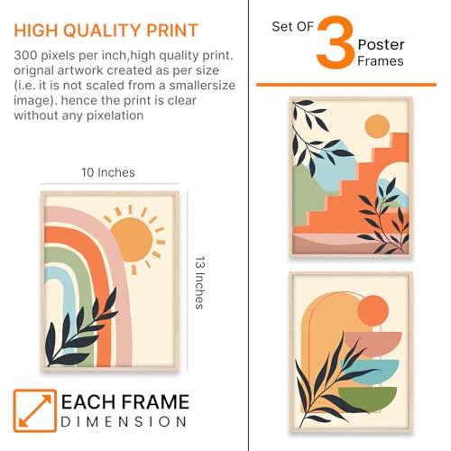 Image of BANGERZ Wall Art Painting Boho Artwork Living Room and Bedroom Frames Decor, Office and Framed Hotel Decoration Big Size Set of 3 (Artwork 1, 10x13 inch)