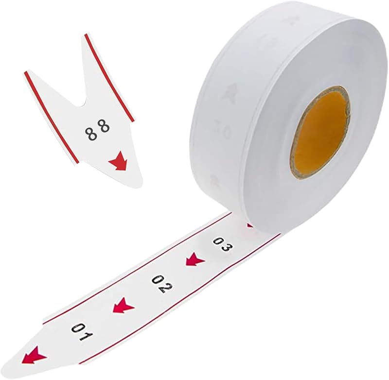 Boletos Take A Number Boletos Turn O Matic de 2 dígitos Rollo de números de boletos para dispensador de boletos K-T 2000 boletos por rollo 20 grupos Número de boletos del 00 al 99 Blanco
