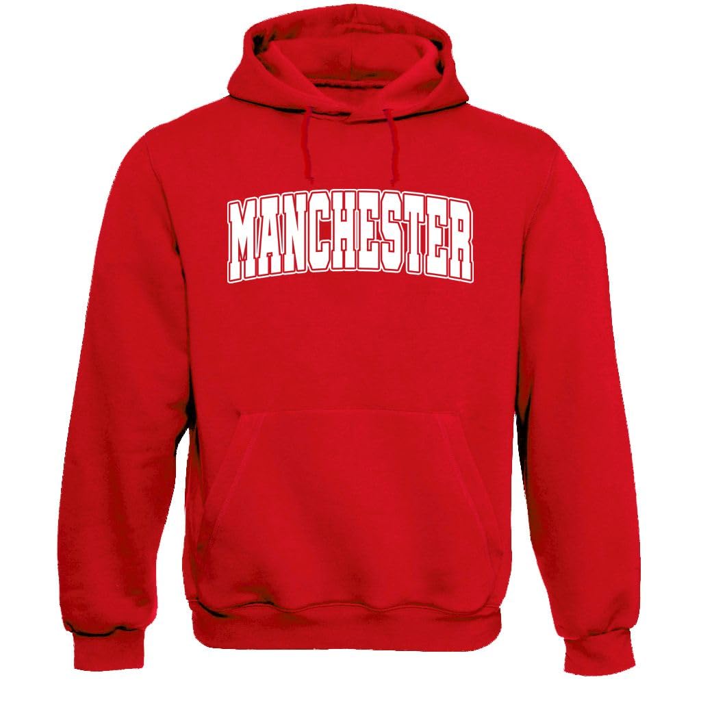 World Soccer Retro Club Men's Fan Apparel, Manchester - Red Hoodie, Small โ image 1