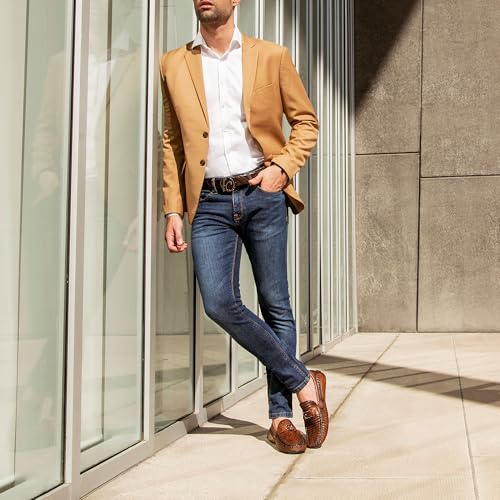 Cuadra Men's Dress Belt in Genuine Ostrich Leg Leather Brown3