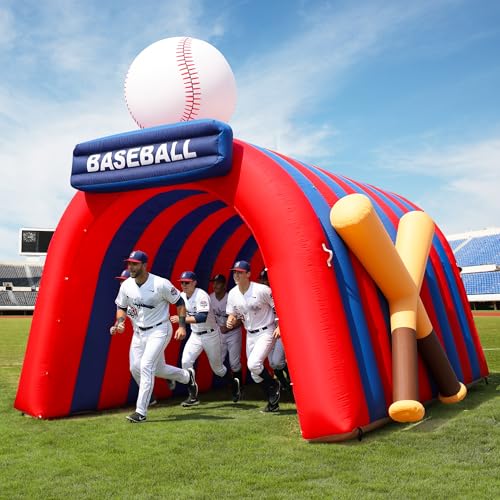 Wellcomer Inflatable Tunnel Entrance with Built-in Blower, 16x10x13.5 FT Inflatable Baseball Tunnel Tent for Sports Events, Promotions & Trade Shows, Themed Walkways