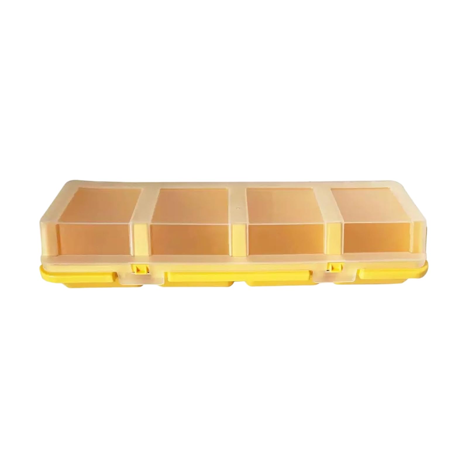 Alloneslife Yellow Parts Organizers Box 4 Compartments, Translucent Lid With Secure, Ideal For Hardware, And Small Parts Storage