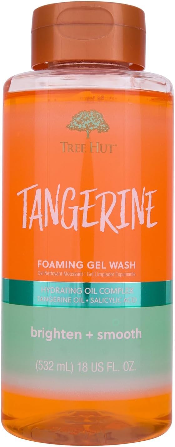 Tree Hut Tangerine Foaming Gel Wash, Hydrating & Moisturizing Body Wash with Shea Butter & Nourishing Essential Oils, Daily Cleanser for Soft Smooth Skin, 18 fl oz