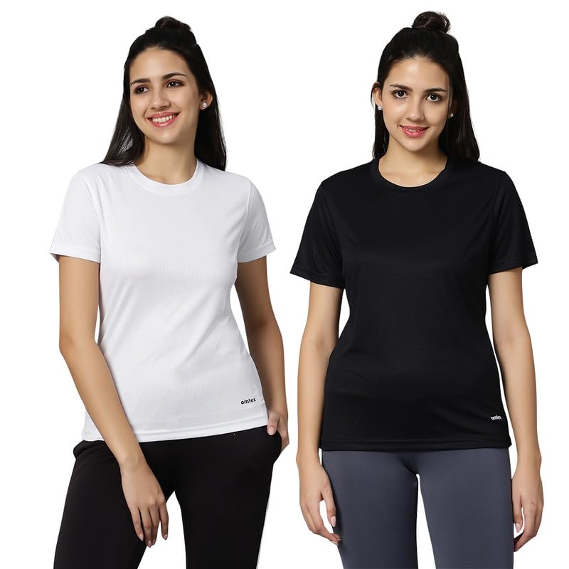 Image of omtex Dotty Athletics Tee for Women's | Short Sleeve Tees | Quick Dry Outdoor Running Gym Workout,Sports T-Shirt with Multipack Tee