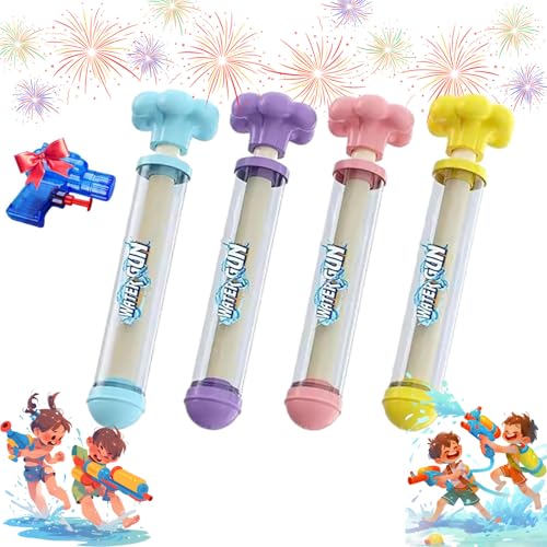 Cithway Firework Water Gun, 4PCS Fireworks Water Gun, Fireworks Watergun,Couples Romantic Firework Style Water Guns,Bulk High Pressure Pull-Out Waterguns for Bathing,Pool,Party Entertainment (Mix*4)