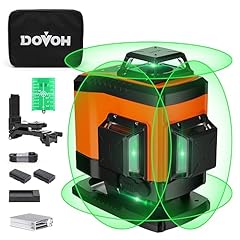 DOVOH Kreuzlinienlaser grün 4×360, Laser Wasserwaage mit Typ-C-Ladeanschluss, laser nivelliergerät selbstnivellierend, Geeignet für Baustellen in Innenräumen, 2 Li-Ionen-Batterien, Class Ⅱ,K4-360G