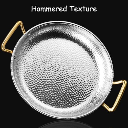 Stainless Steel Round Spanish Paella Pan with Riveted Handle - Nonstick, Induction Ready, Ideal for Outdoor Camping & Parties, Dishwasher Safe, 18-inch Size