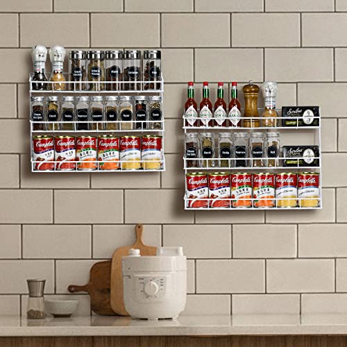Sufauy Wall Mount Spice Racks, 3-Tier Storage Shelf Organizer For Kitchen Cabinet Pantry Door, Steel, White #TOP1