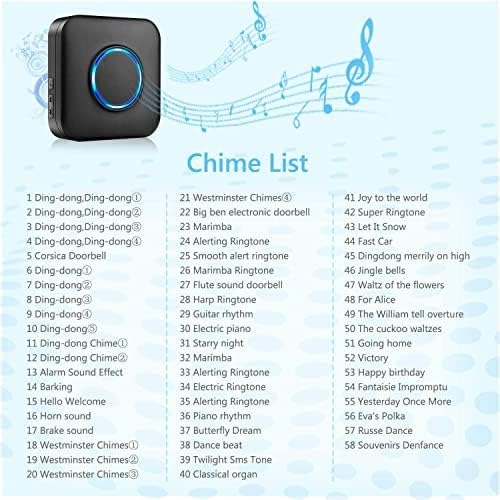 A list of 58 different chime melodies available on the BITIWEND door chime.