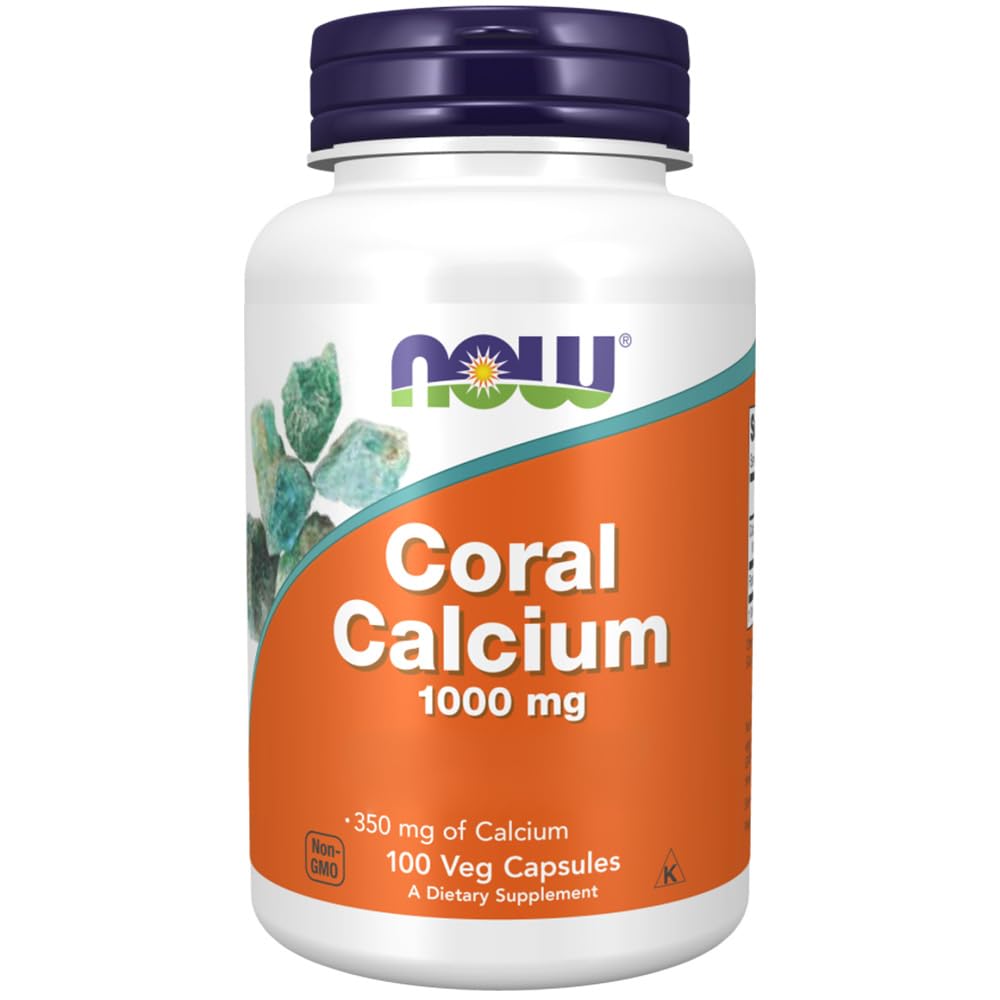 Now Foods, Coral Calcium, 1000mg, Altamente Dosato, Calcio Corallino, 100 Capsule vegane, Testato in Laboratorio, Senza Glutine, Senza Soia, Non OGM, Vegetariano