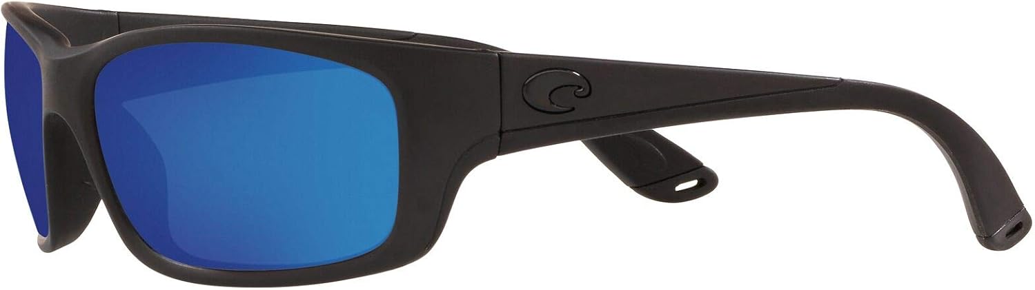 Costa Del Mar Men's Jose Rectangular Sunglasses Blackout/Grey Blue Mirrored Polarized-580g 62 Millimeters