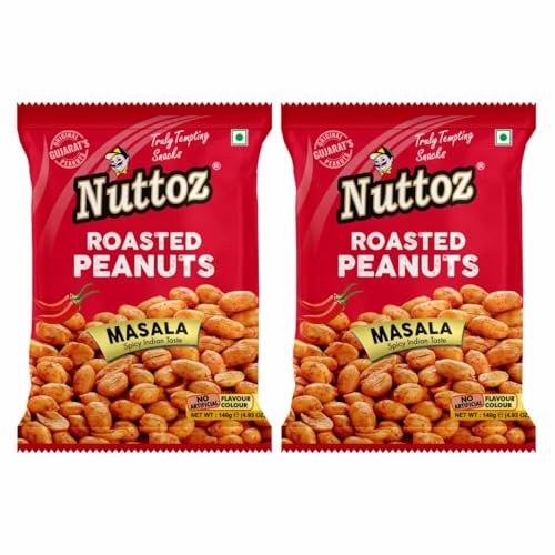 Image of Nuttoz Roasted Peanut Masala - Pack of 2 (140gm each) | Jumbo Roasted Moongfali | Non Fried Ready to Eat Healthy Snack | Crunchy Snack and Namkeen