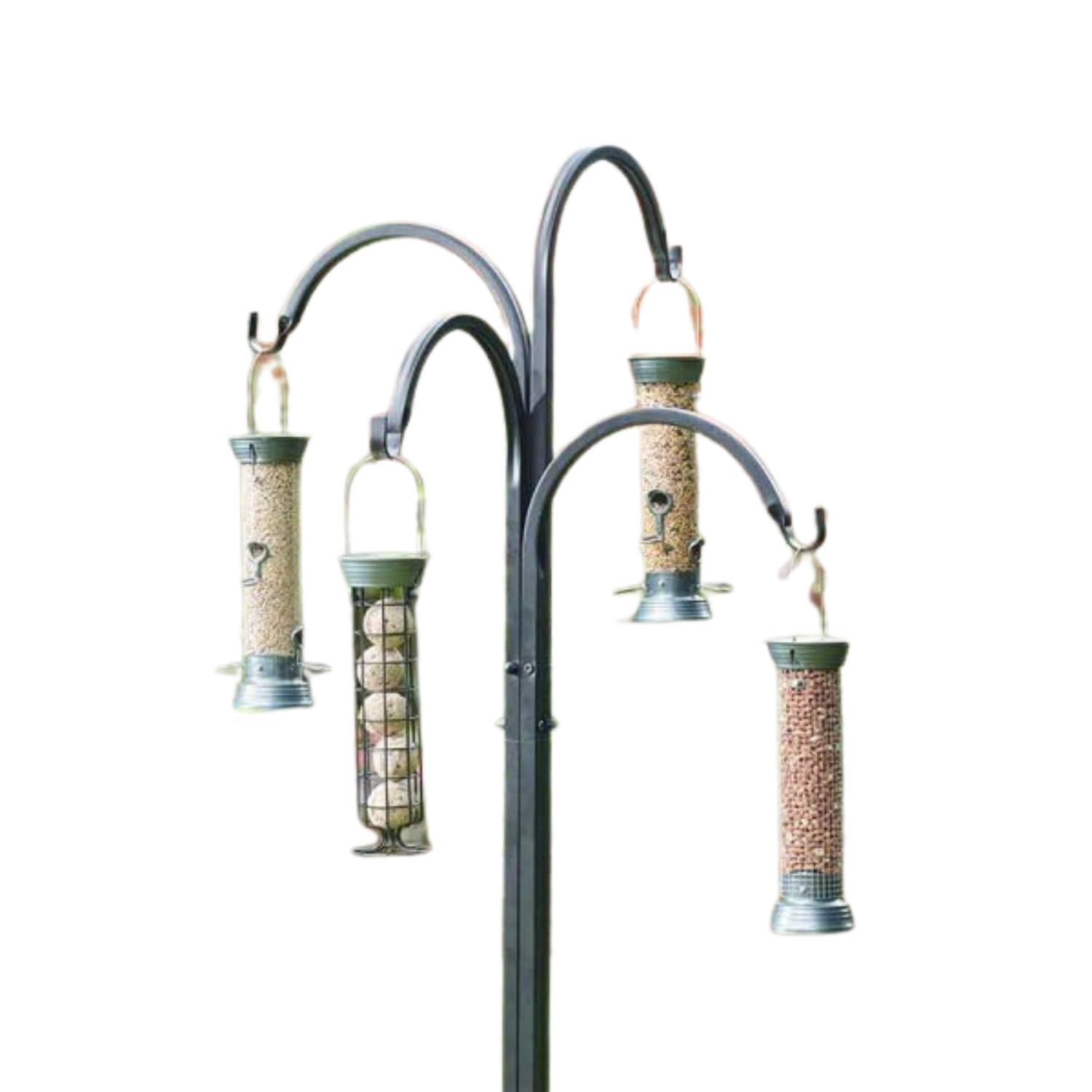 Garden Mile Mangeoire à oiseaux sauvages à 4 voies - Étanche - Finition style vintage rustique - Station d'alimentation pour oiseaux à suspendre (4 positions de jardin)