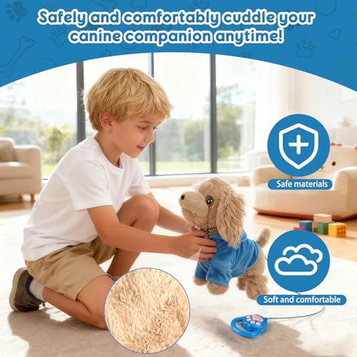 GuKKK Hund Spielzeug Kinder Mit Leine Der Läuft, und Bellt Spielzeug, Kinder Interaktives Spielzeug Hund, Elektronische Haustiere mit Funktion, für 3-6 Jahre Alte Mädchen Jungen Geschenkideen(Grau)