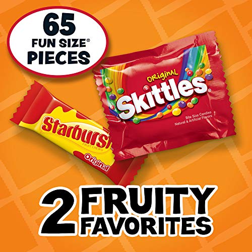 Skittles & Starburst Variety Pack Fun Size Chewy Candy Assortment, 31.9 Oz, 65 Pieces Bag #TOP1
