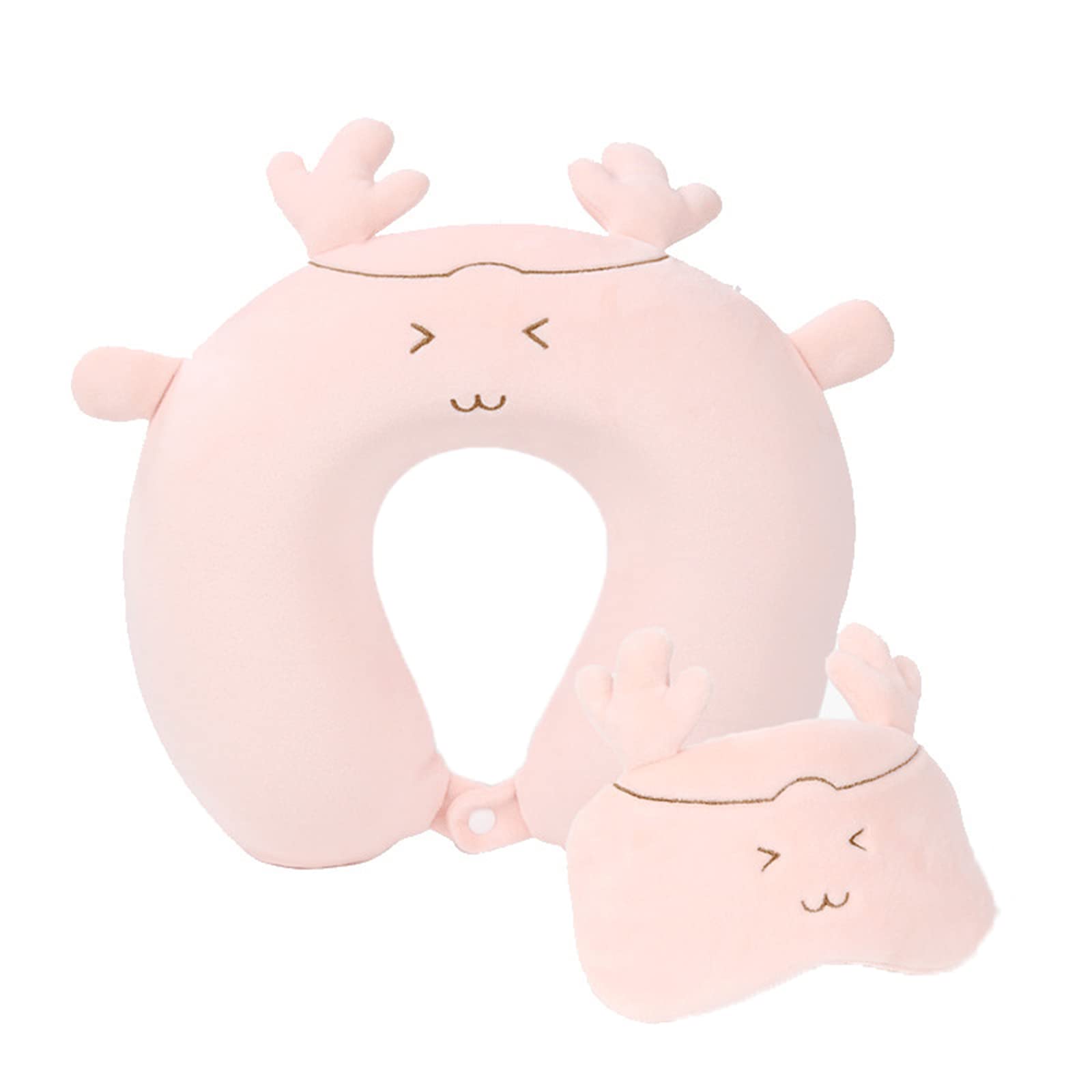 XINCHIA Travel Neck Pillow with Eye Mask U-shaped Head Neck Support Cushion High-density Memory Foam Filled Neck and Cervical Protector with Sleeping Eye Cover for Airplane Train Car Sleeping Reading - Image 2
