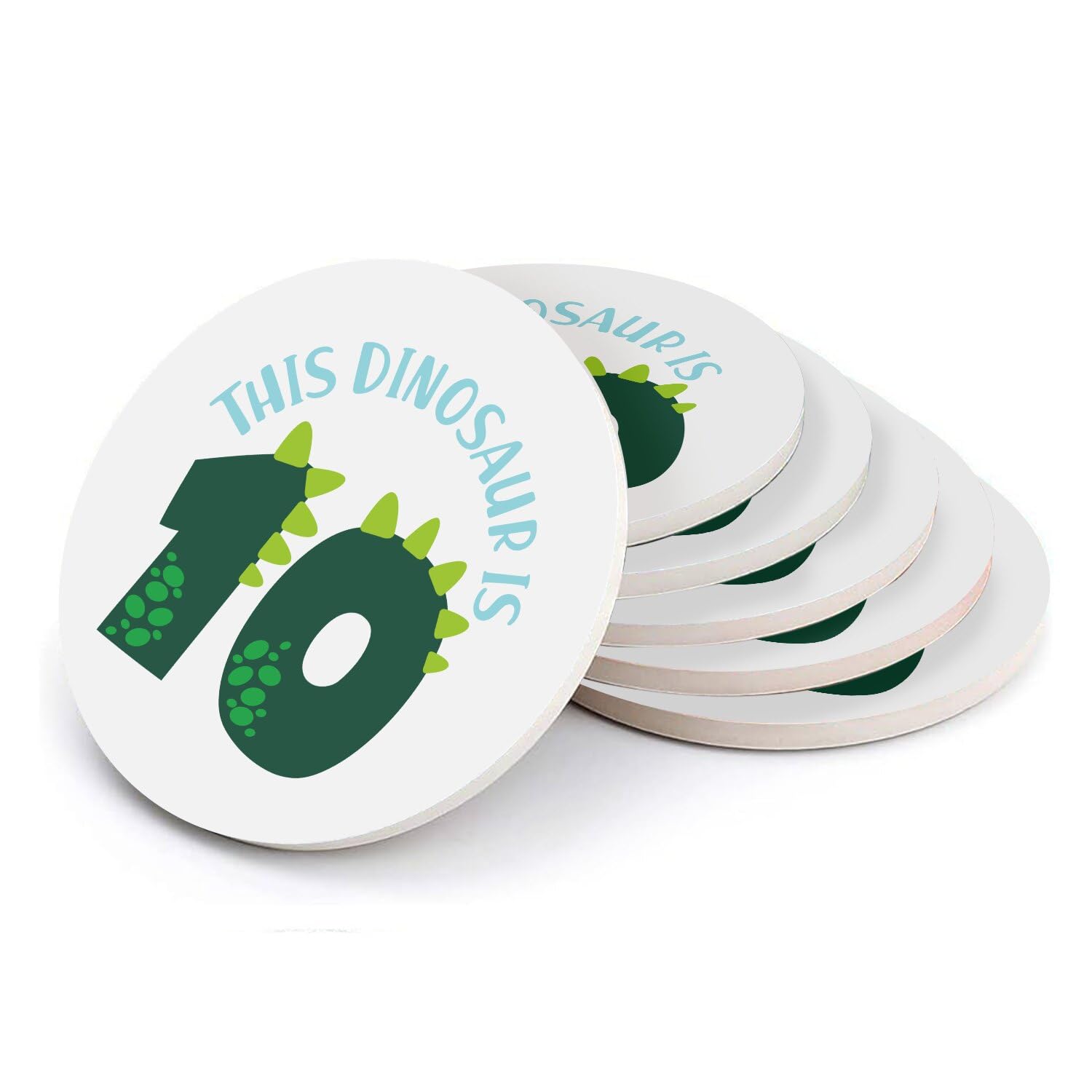 Sous-verre ronds en céramique dinosaure - Cadeau anniversaire enfant lot de 6