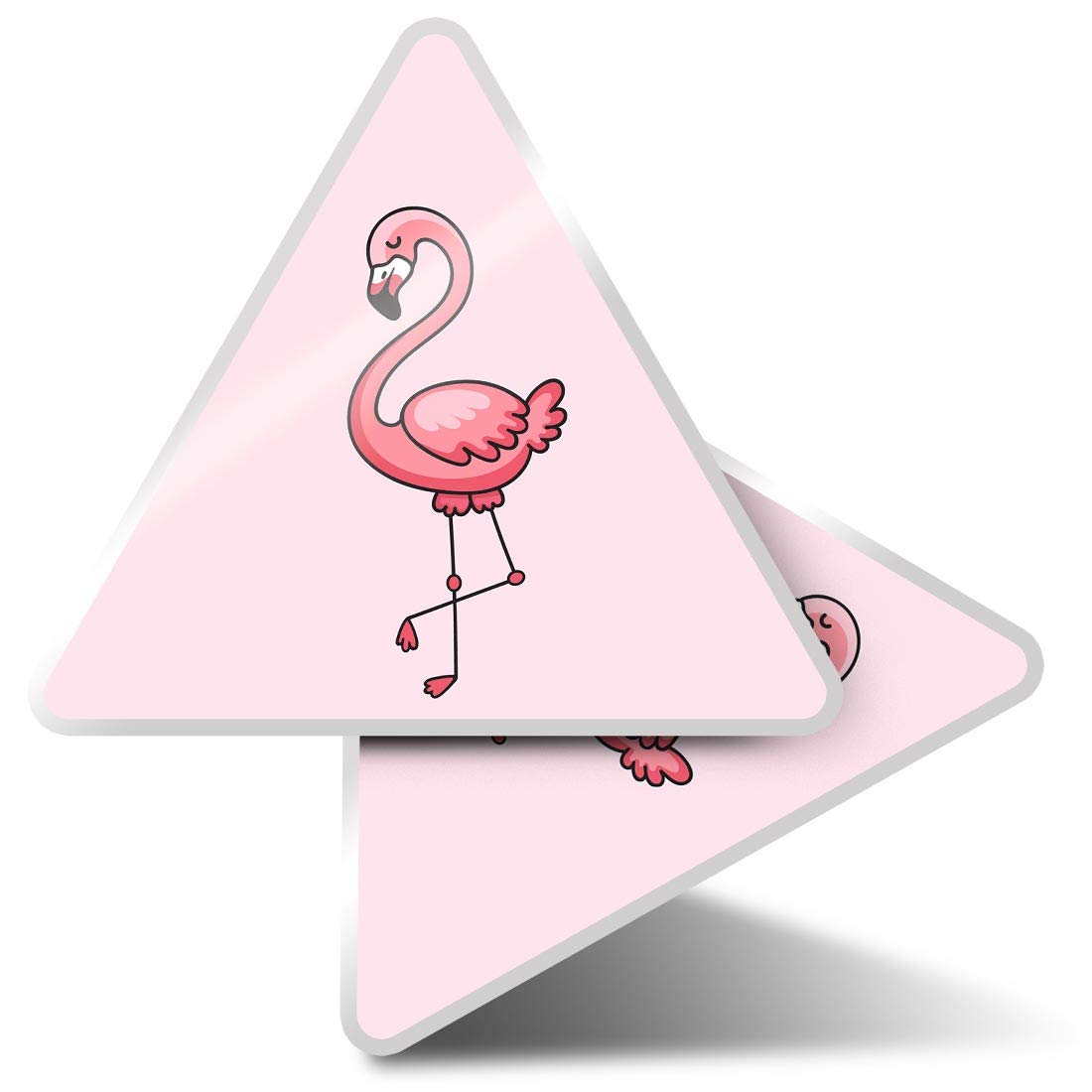 Destination Multi 2 X Triangle Stickers 10 Cm - Tropical Pink Flamingos Bird Fun Decals For Laptops,Tablets,Luggage,Scrap Booking,Fridges #2081