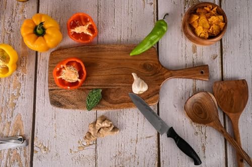 Tabla de cortar rectangular de madera de acacia 43x18 cm miniatura 2