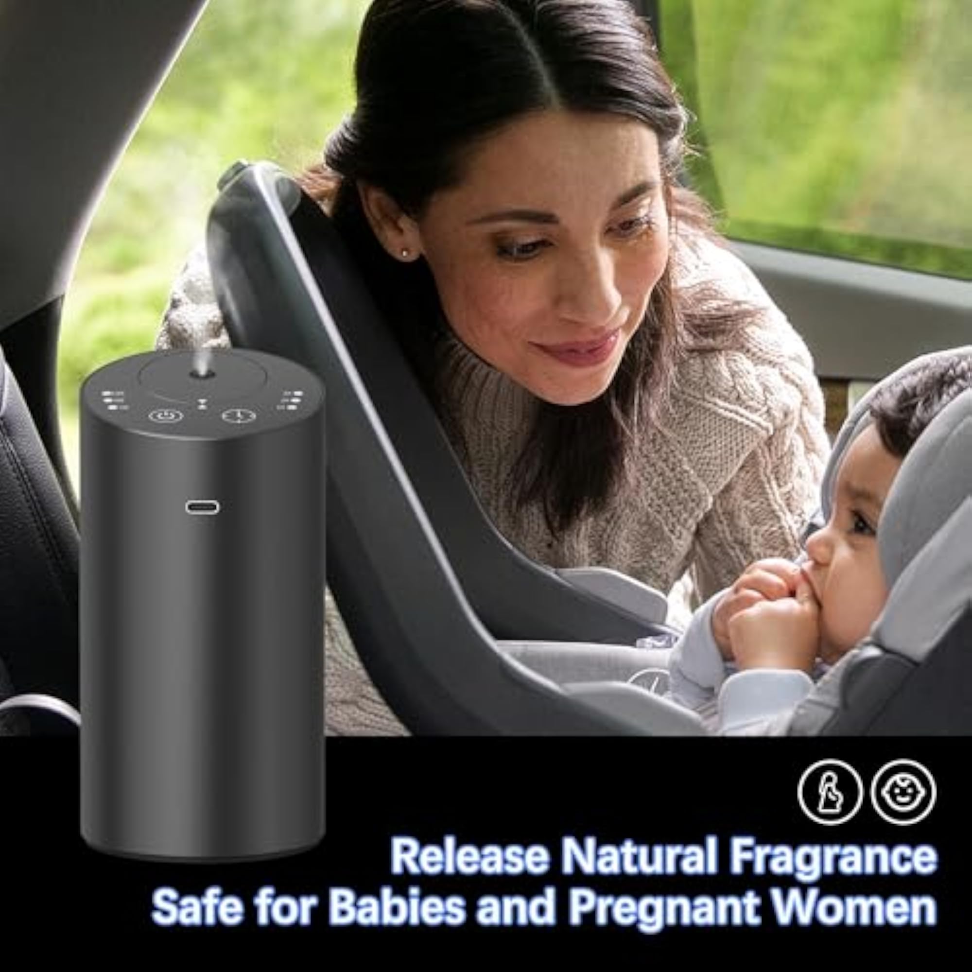 Waterless Car Diffuser for Essential Oils, Cordless Aromatherapy