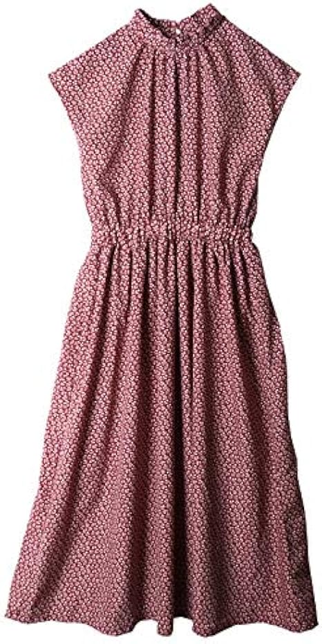 Amazon Co Jp ロングワンピース フレンチスリーブ ロング ワンピース ハイネック 首つまり 服 ファッション小物