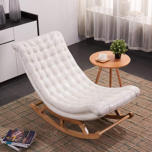 WANGYG Mecedoras de salón Mecedora de Madera Maciza Adulto Anciano Siesta casa reclinable balcón Dormitorio Sala de Estar sillón Blanco