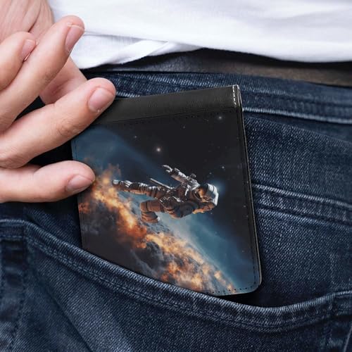 Portefeuille fin en cuir avec pince à billets motif astronaute - 5
